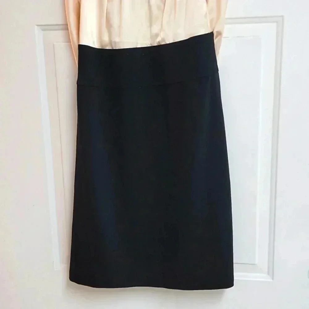 BCBG MAXAZRIA SILK BLACK AND BEIGE COCKTAIL DRESS - Picture 3 of 9